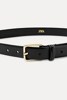 LEATHER BELT WITH SQUARE BUCKLE