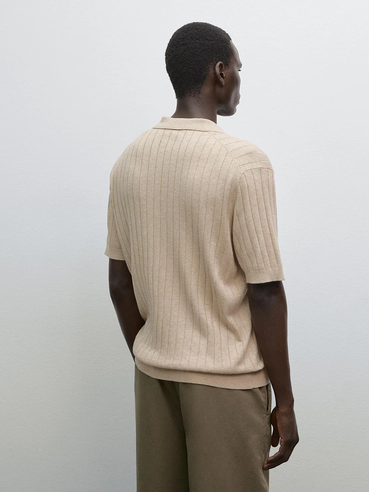 Polo en maille côtelée