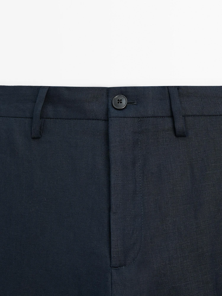100% linen regular fit trousers