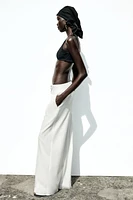 CROSS WAIST WIDE LEG PANTS