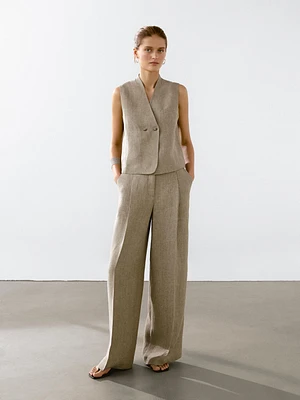 Veste sans manches en mélange de lin