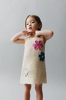 FLORAL CROCHET KNIT DRESS