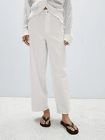 Pantalon straight cropped en coton mélangé