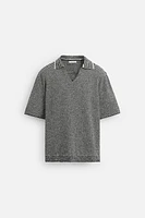 STRIPED KNIT POLO SHIRT