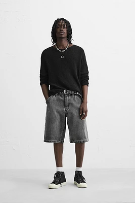 WASHED BAGGY FIT DENIM SHORTS