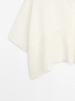 Flowing linen blend embroidered cape