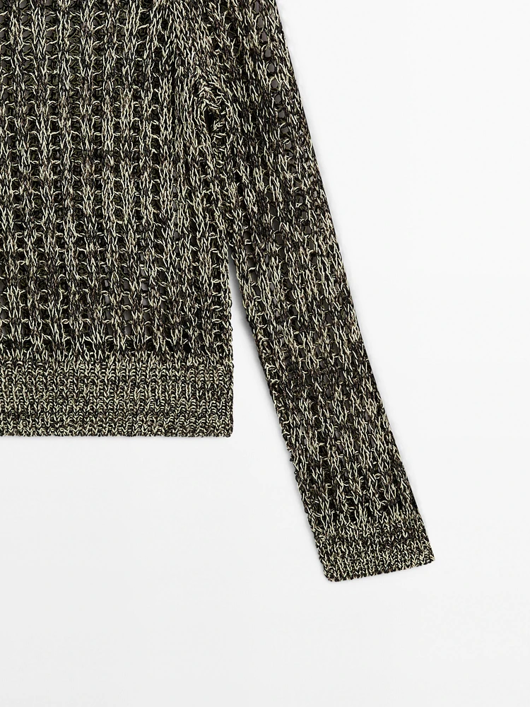 Pull en maille ajourée de coton mélangé