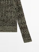 Pull en maille ajourée de coton mélangé