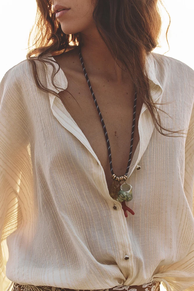 METALLIC THREAD KNOT BLOUSE