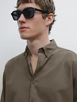 Cotton blend regular fit twill shirt