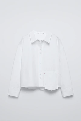 POPLIN POCKET SHIRT WITH TOPSTITCHING