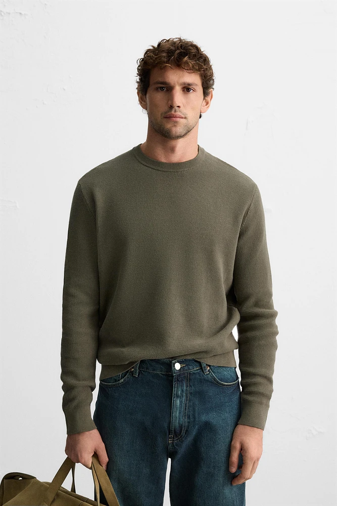 BASIC TEXTURED KNIT SWEATER