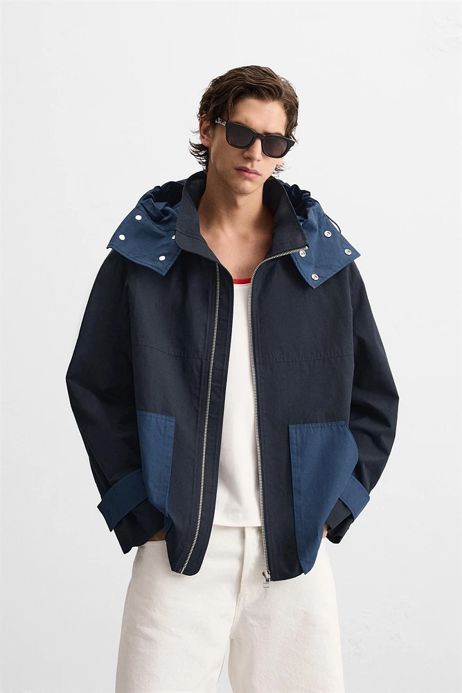 PARKA COLOR BLOCK CAPUCHE