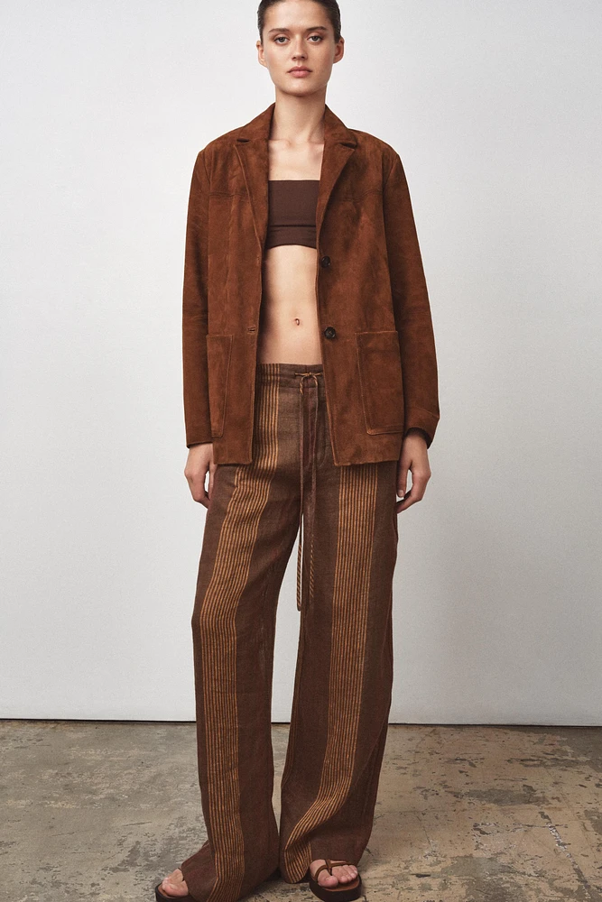 PANTALON RAYÉ 100 % LIN ZW COLLECTION