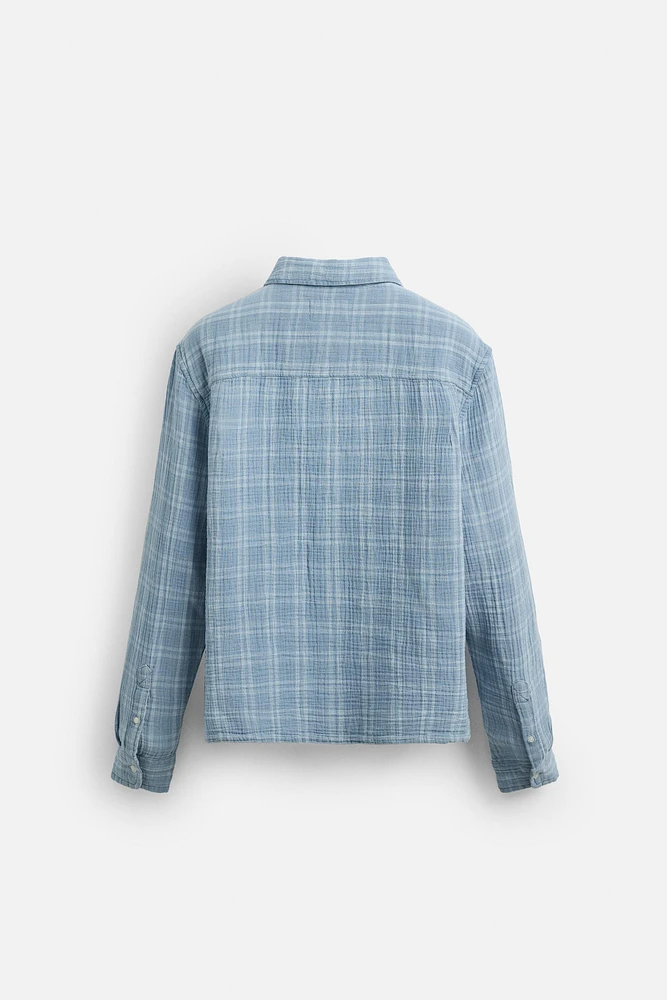 CHEMISE À CARREAUX EFFET PLISSÉ