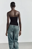 RUCHED POLYAMIDE BANDEAU BODYSUIT