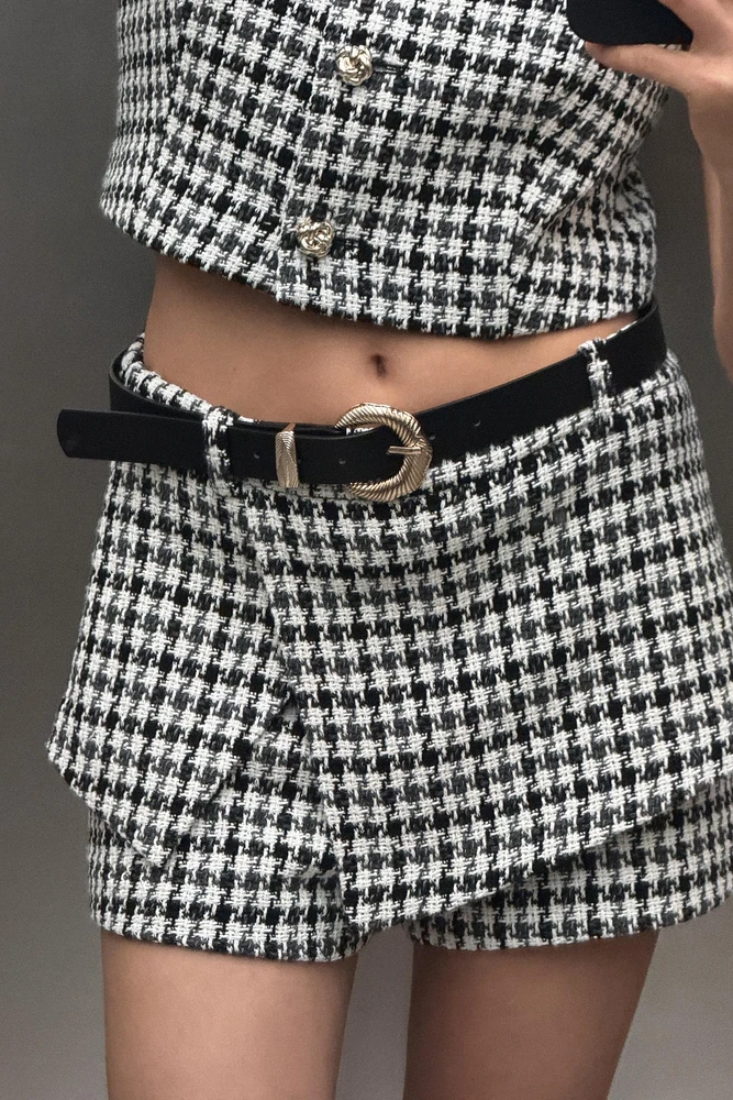 JUPE-CULOTTE STRUCTURÉE PIED-DE-POULE