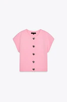 HEART BUTTON KNIT TOP
