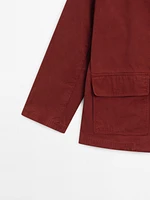 Veste rouge brique avec poches en coton