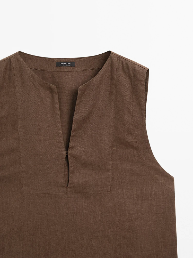 100% linen blouse with seam details