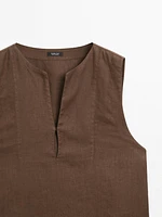 100% linen blouse with seam details