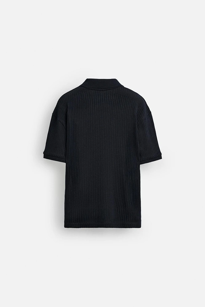 TEXTURED KNIT POLO SHIRT