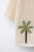 PALM TREE EMBROIDERED KNIT SHIRT