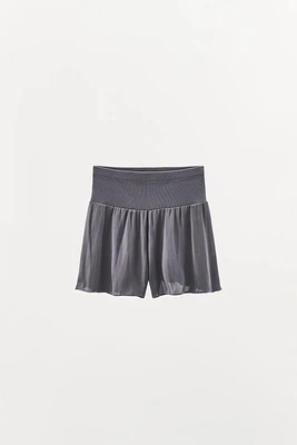 SATIN RIBBED SHORTS