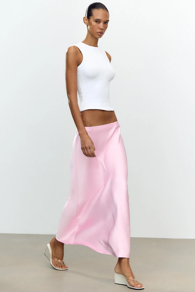 SATIN MIDI SKIRT