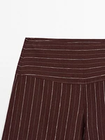 Pantalon large lin taille haute
