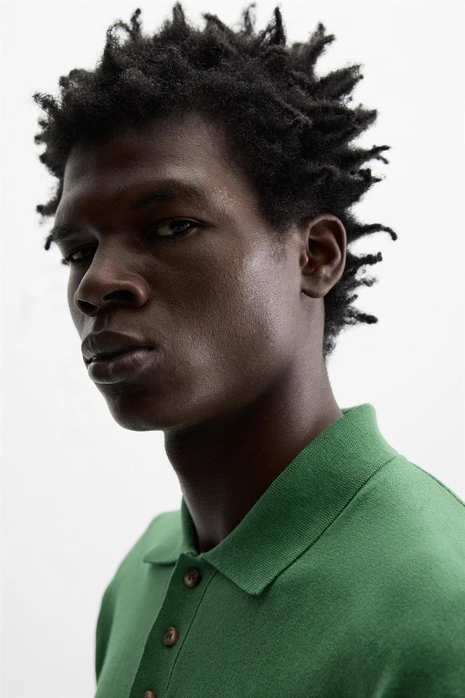 WASHED COTTON KNIT POLO SHIRT