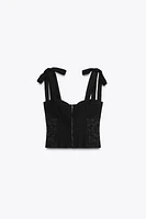 EMBROIDERED TIE TOP