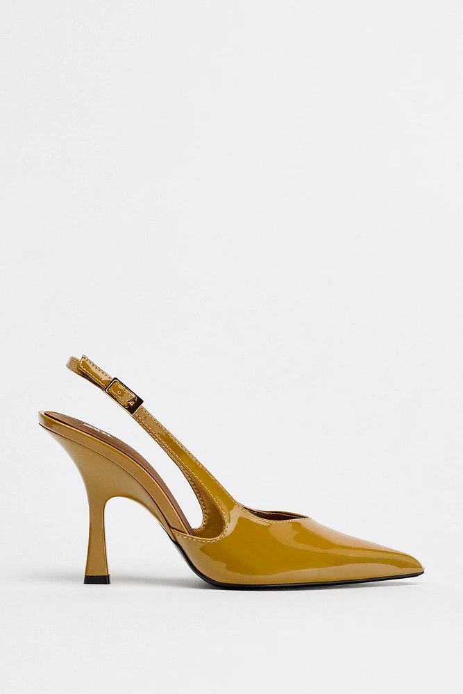 PATENT SLINGBACK HIGH HEELS