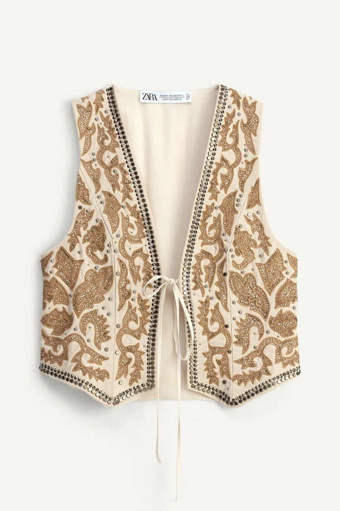 LIMITED EDITION EMBROIDERED STUDDED VEST