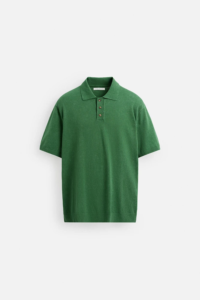 WASHED COTTON KNIT POLO SHIRT