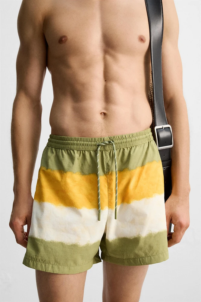 TIE DYE PRINT MID-LENGTH SWIMSUIT