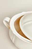 EARTHENWARE TUREEN WITH RAISED-DESIGN EDGE