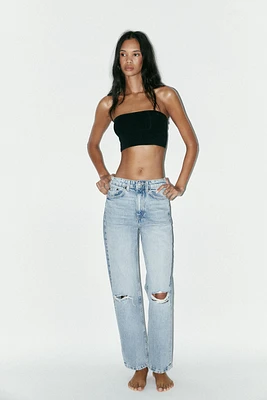 HIGH-WAIST RIPPED MOM FIT JEANS