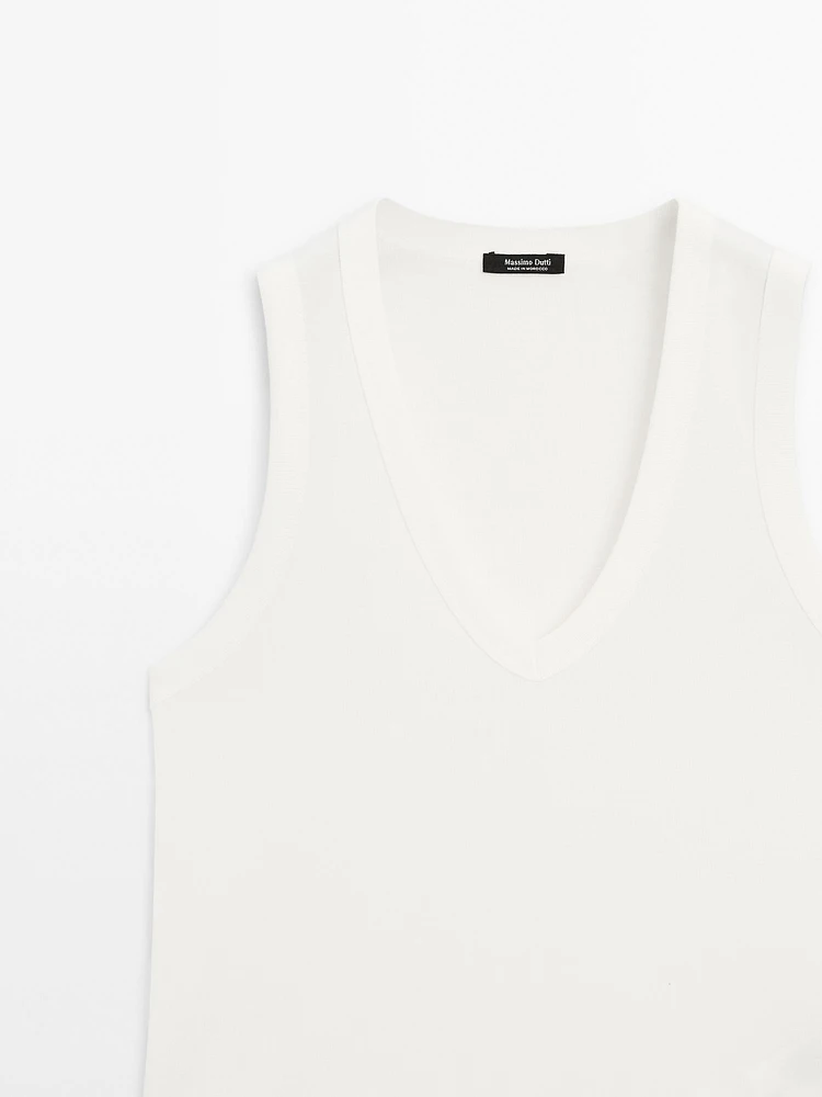T-shirt sans manches en coton mercerisé