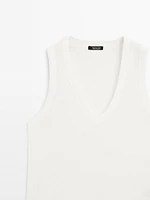 T-shirt sans manches en coton mercerisé