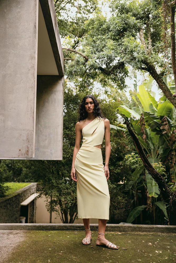 ASYMMETRIC CUT OUT MIDI DRESS