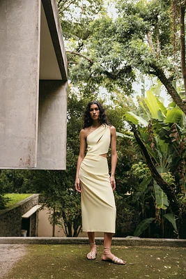 ROBE MI-LONGUE ASYMÉTRIQUE AJOURÉE