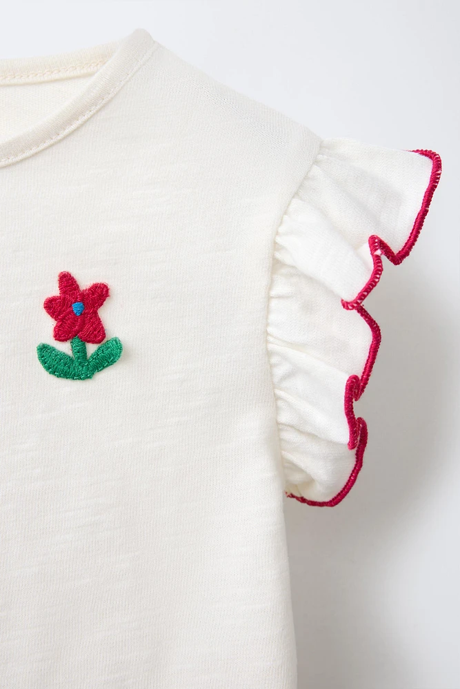 T-SHIRT APPLIQUÉ FLEUR