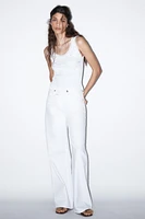 RIBBED BOW LACE TOP