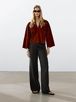 Pantalon fluide plissé 100 % lin