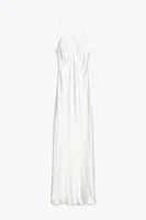 ROBE MI-LONGUE SATINÉE BRIDES DOS