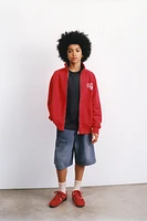 RAISED PRINT ZIP-UP SWEATSHIRT