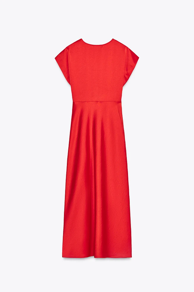 SATIN EFFECT MIDI DRESS
