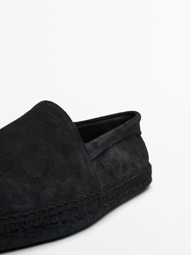 Espadrilles unies en croûte de cuir