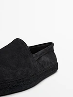 Espadrilles unies en croûte de cuir